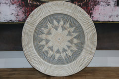 NEW Bali Woven Rattan Platter with Motif - Balinese Woven Rattan Wall Art 50cm