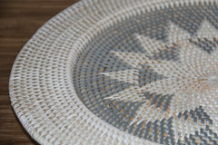 NEW Bali Woven Rattan Platter with Motif - Balinese Woven Rattan Wall Art 50cm