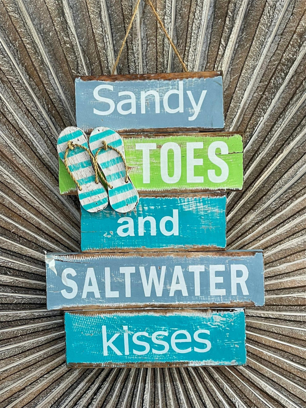 NEW Hand Crafted SANDY TOES & SALTWATER KISSES Sign - Tropical Island Bali Sign