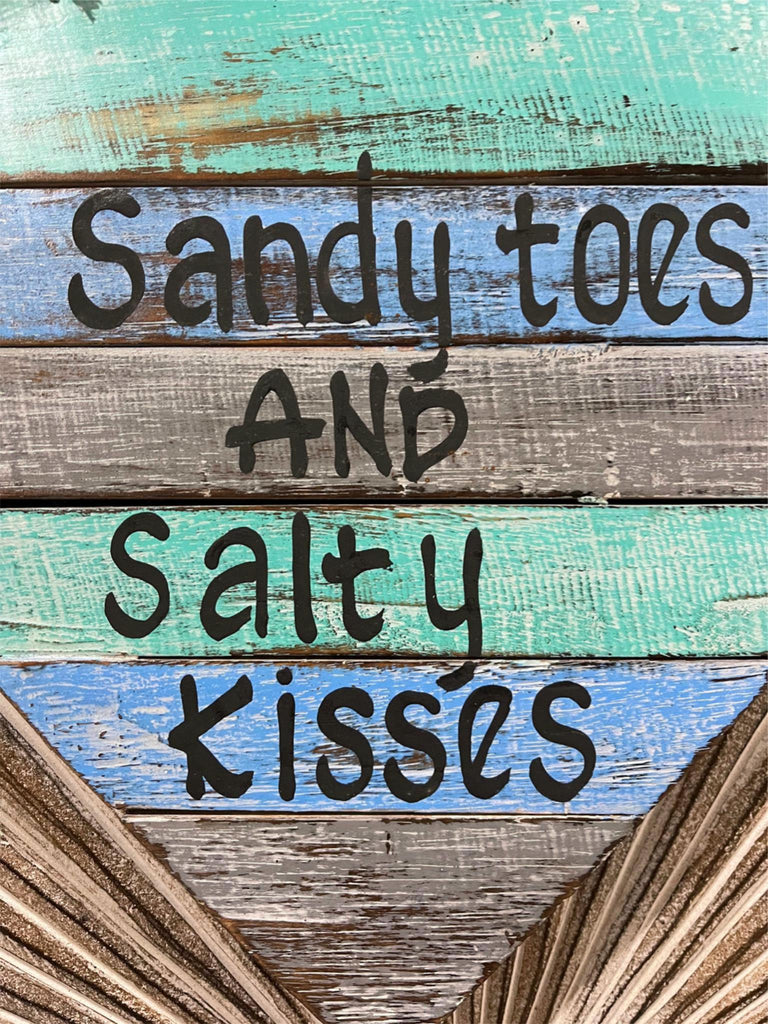 Hand Crafted SANDY TOES & SALTY KISSES Heart Sign - Tropical Island Ba ...