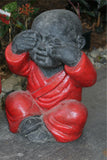 New Cast Concrete Balinese Set 3 Monk Hear No, See No, Speak No Evil Statues