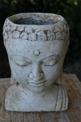 New Balinese Cast Concrete Buddha Head Pot - 3 Colours Available - GORGEOUS!!