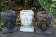 New Balinese Cast Concrete Buddha Head Pot - 3 Colours Available - GORGEOUS!!