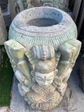 Balinese Hand Crafted Dedari Pot - Bali Feature Angel Pot - Carved Bali Pot