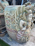 Balinese Hand Crafted Dedari Pot - Bali Feature Angel Pot - Carved Bali Pot