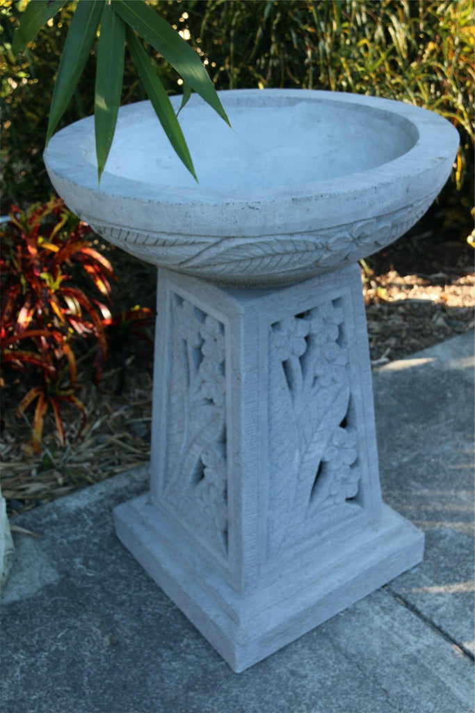 NEW Balinese Frangipani Hand Crafted Bird Bath Bali Garden Art Bali