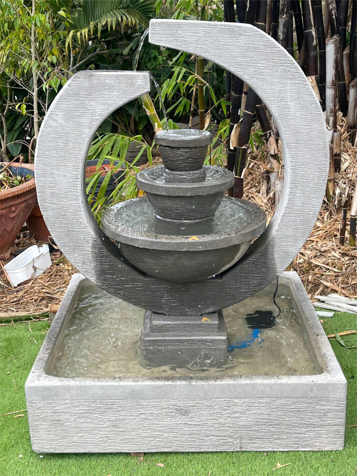 NEW M Balinese 3 Bowl Horseshoe Water Feature - Bali Water Feature - Bali Garden