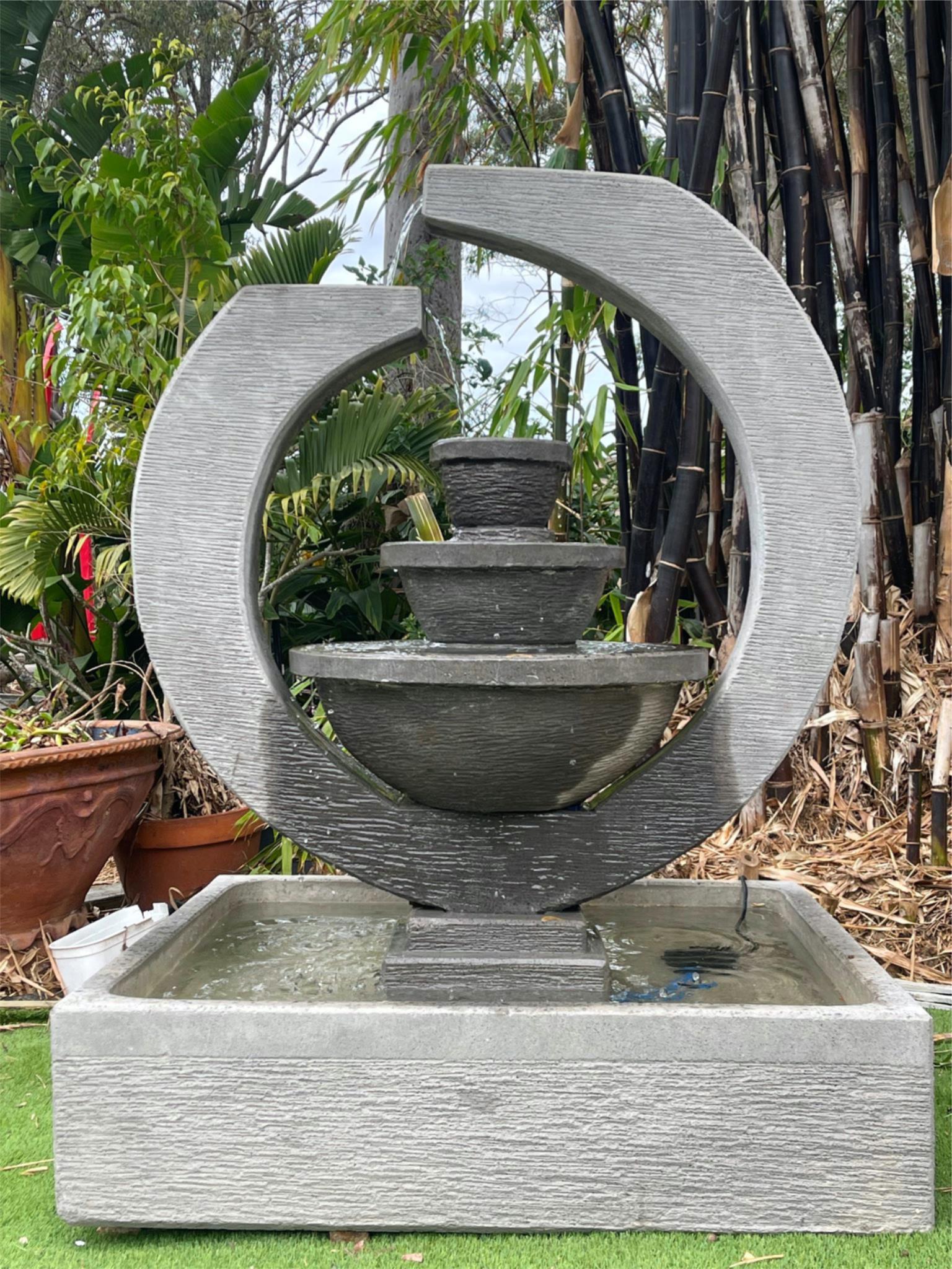 NEW M Balinese 3 Bowl Horseshoe Water Feature - Bali Water Feature - Bali Garden