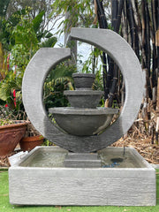 NEW M Balinese 3 Bowl Horseshoe Water Feature - Bali Water Feature - Bali Garden