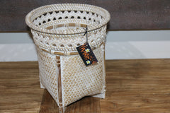 NEW Balinese Bamboo Hand Woven Open Basket with Ratan Trim - GREAT for Pot Plant