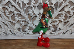 NEW Balinese Hand Carved Wooden Christmas Elf Duck - Bali Christmas Duck