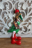 NEW Balinese Hand Carved Wooden Elf Duck - Bali Christmas Elf Duck - Xmas Decor