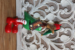 NEW Balinese Hand Carved Wooden Christmas Elf Duck - Bali Christmas Duck