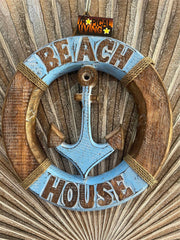 NEW Balinese Timber BEACH HOUSE Life Buoy - Bali Hand Crafted Beach House Sign