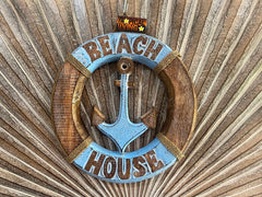 NEW Balinese Timber BEACH HOUSE Life Buoy - Bali Hand Crafted Beach House Sign