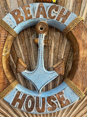 NEW Balinese Timber BEACH HOUSE Life Buoy - Bali Hand Crafted Beach House Sign