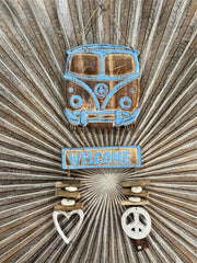 NEW Balinese Timber Combi WELCOME Sign Love heart/Driftwood/Peace Sign CUTE!!