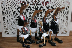 NEW Balinese Hand Carved Wooden Tuxedo Duck - Bali Rice Paddy Duck in Tuxedo