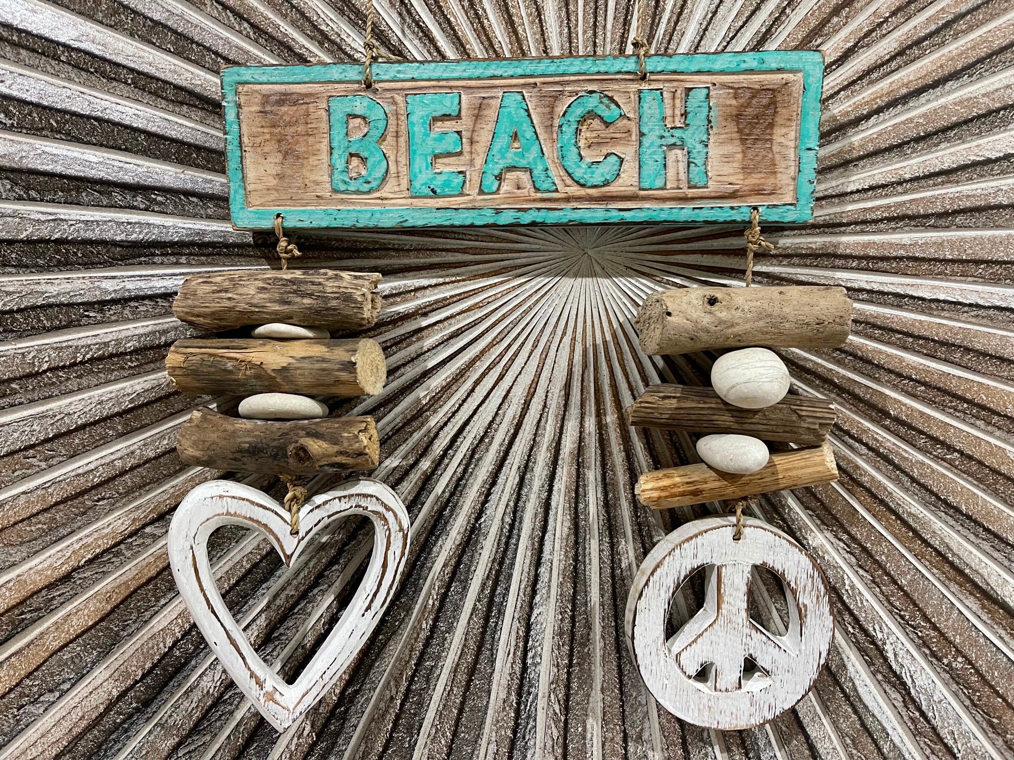 NEW Balinese Timber Combi BEACH Sign Love heart/Driftwood/Peace Sign CUTE!!