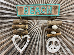 NEW Balinese Timber Combi BEACH Sign Love heart/Driftwood/Peace Sign CUTE!!