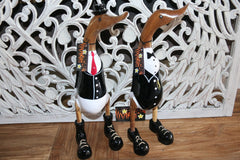 NEW Balinese Hand Carved Wooden Tuxedo Duck - Bali Rice Paddy Duck in Tuxedo