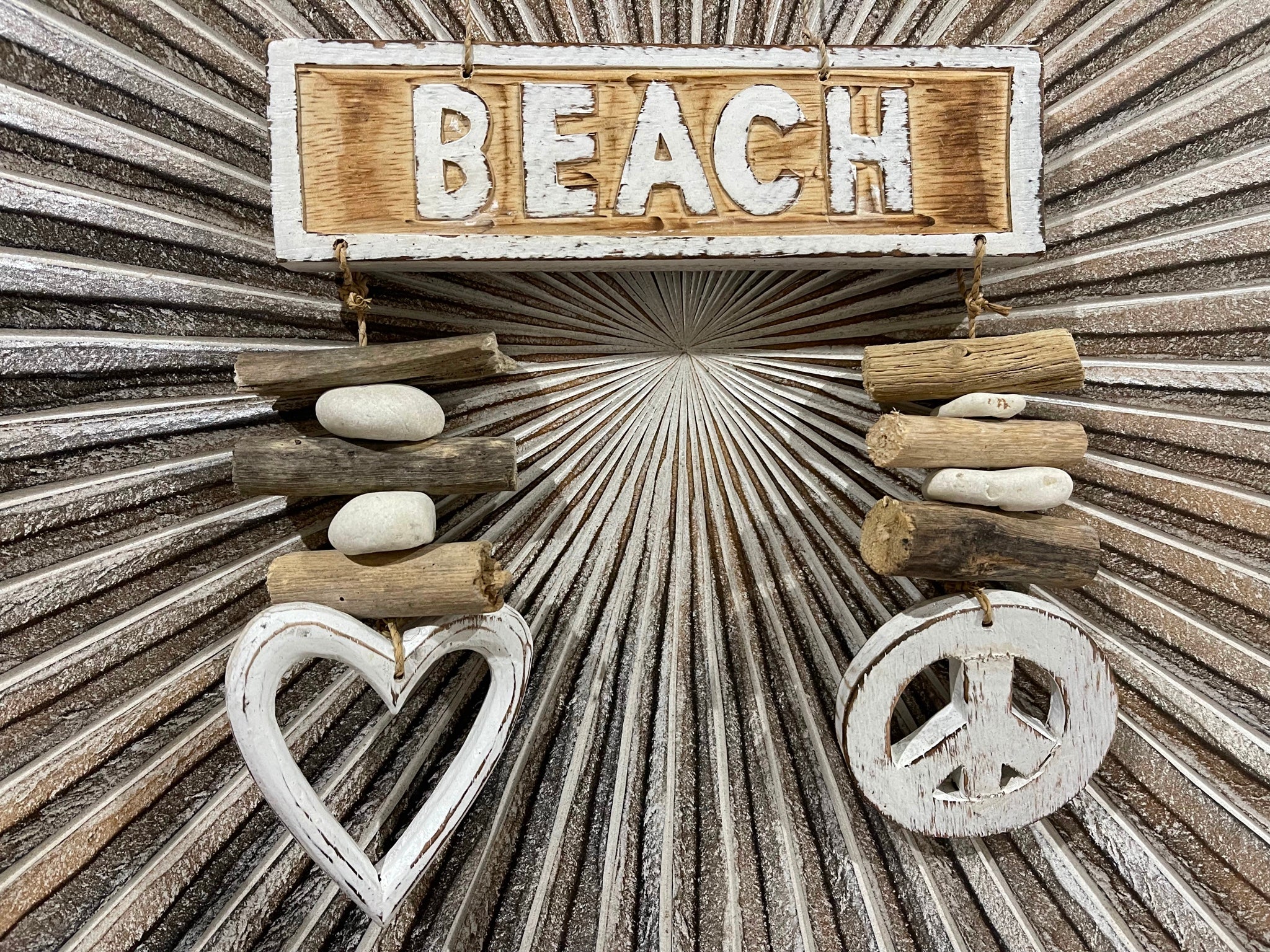 NEW Balinese Timber Combi BEACH Sign Love heart/Driftwood/Peace Sign CUTE!!