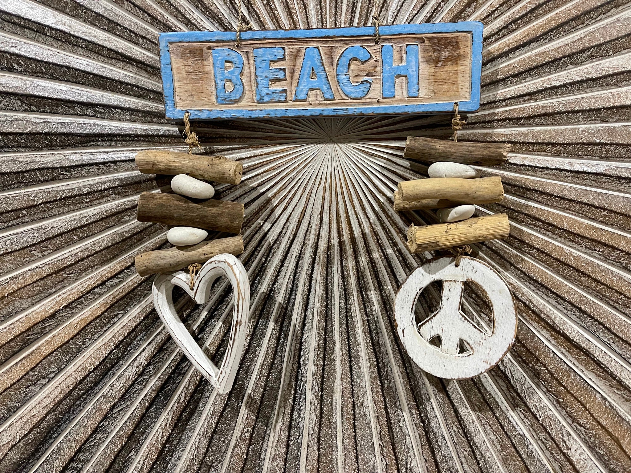 NEW Balinese Timber Combi BEACH Sign Love heart/Driftwood/Peace Sign CUTE!!