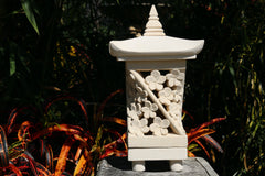 NEW Balinese Hand Carved Limestone Lantern - Bali Frangipani Garden Lantern