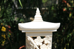 NEW Balinese Hand Carved Limestone Lantern - Bali Frangipani Garden Lantern