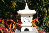NEW Balinese Hand Carved Limestone Lantern - Bali Hibiscus Garden Lantern