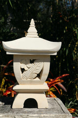 NEW Balinese Hand Carved Limestone Lantern - Bali Frangipani Garden Lantern