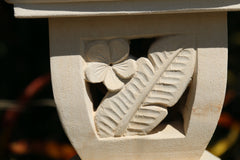 NEW Balinese Hand Carved Limestone Lantern - Bali Frangipani Garden Lantern