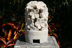 NEW Balinese Hand Carved Limestone Lantern - Bali Frangipani Garden Lantern