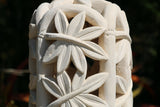 NEW Balinese Hand Carved Limestone Lantern - Bali Bamboo Garden Lantern