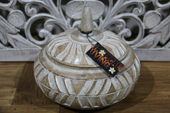 NEW Balinese Hand Carved Wooden Bowl M - Bali Carved Bowl - 3 colours available