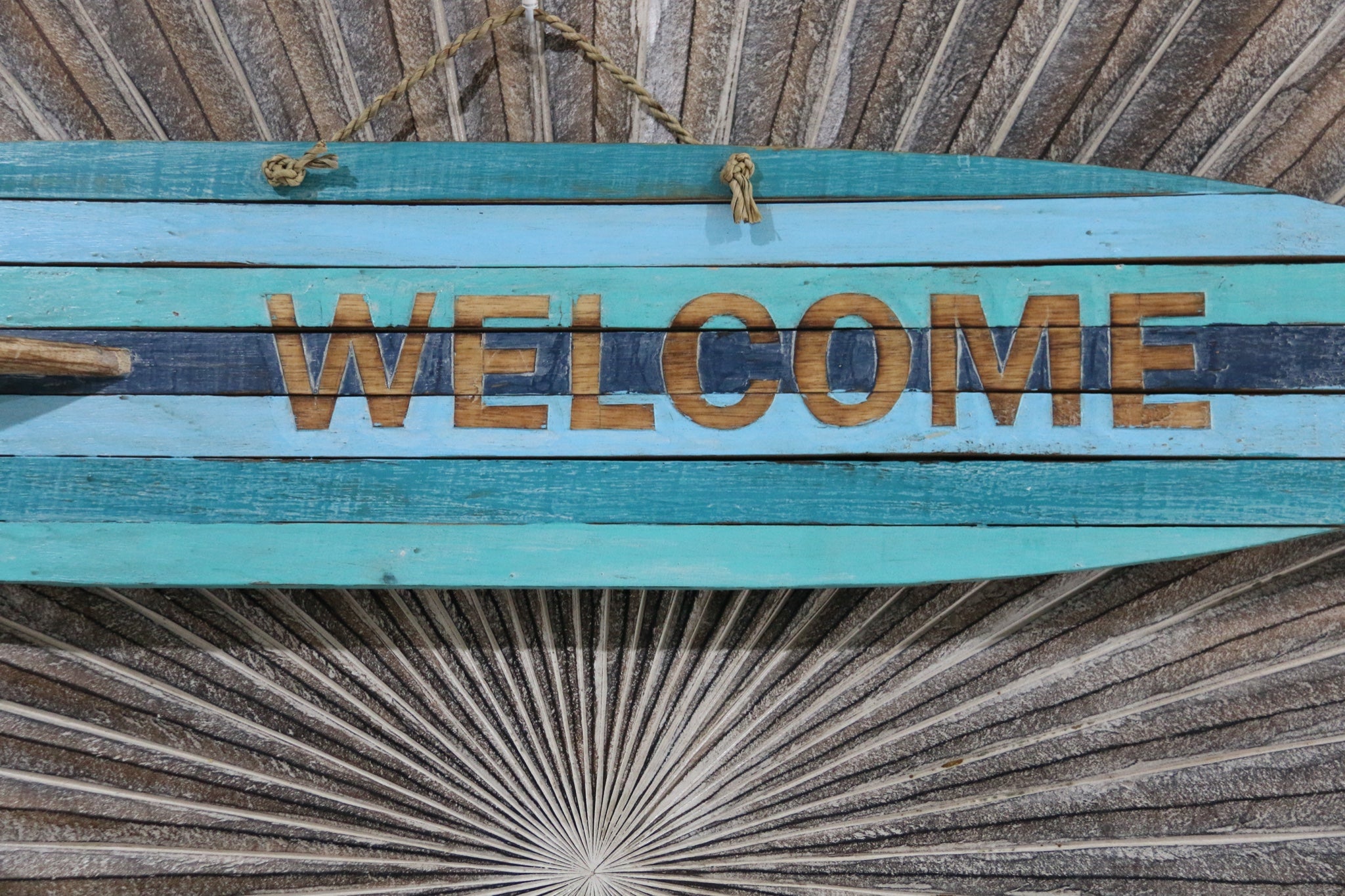 NEW Balinese Timber Surfboard WELCOME Sign