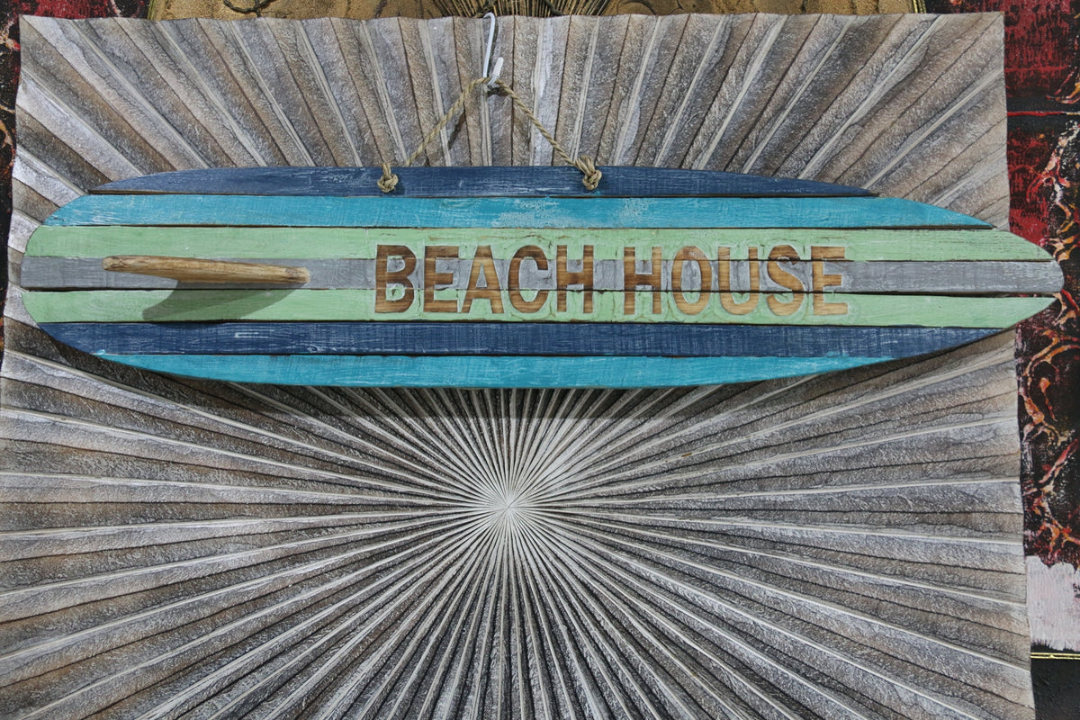 NEW Balinese Timber Surfboard BEACH HOUSE Sign