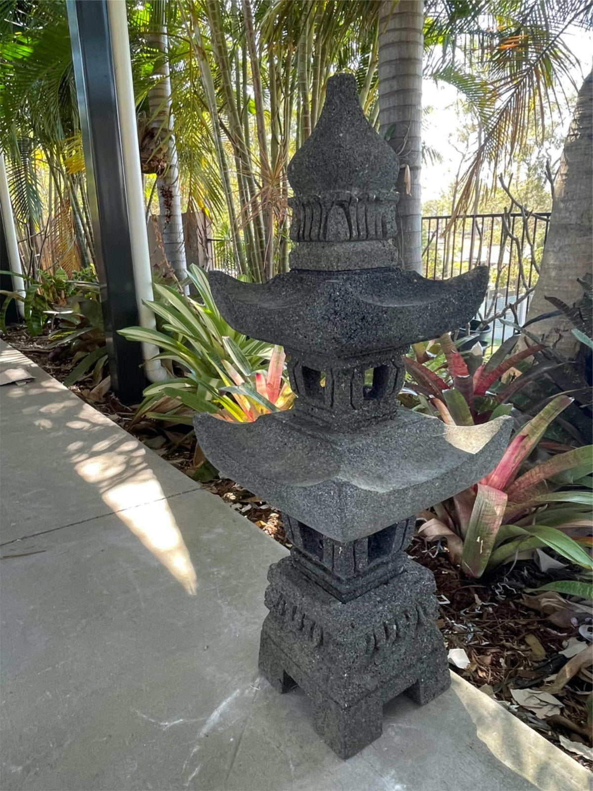 Balinese Hand Carved LAVA Stone Pagoda - Bal Lava Pagoda - Bali Garden Lantern