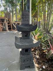 Balinese Hand Carved LAVA Stone Pagoda - Bal Lava Pagoda - Bali Garden Lantern