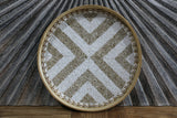 New Balinese Woven Bamboo Tray Wall Art w/Hand Threaded Bead Base & Shell Trim