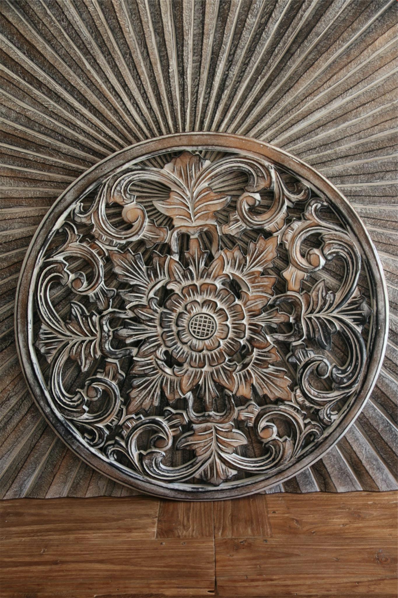 New Balinese Carved MANDALA / TROPICAL WALL PANELS - BALI WALL ART - Mandala Art