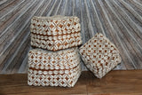 New Balinese Hand Woven Basket w/Lid encrusted Shell - Bali Shell Basket