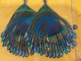 Peacock Feather Hook Earrings - Choose from 3 Colours - Peacock Earrings