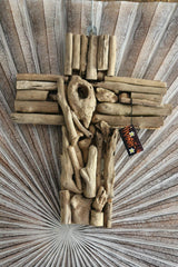 NEW Balinese Handmade Driftwood Cross Wall Decor