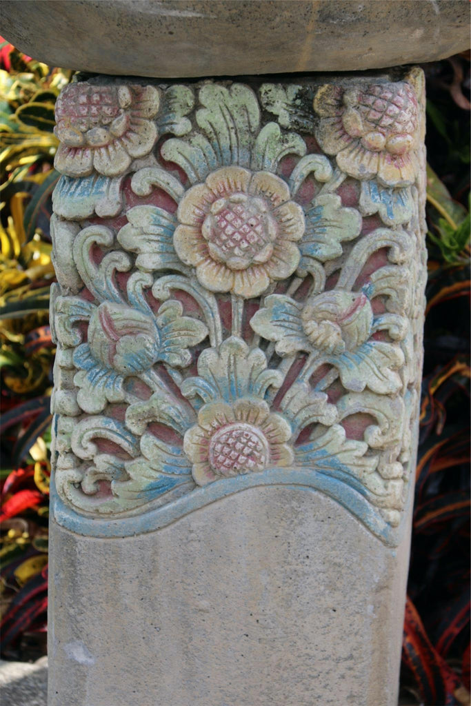 NEW Balinese Flower Hand Crafted Bird Bath Bali Garden Art Bali Bi