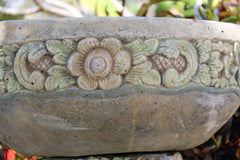 NEW Balinese Flower Hand Crafted Bird Bath - Bali Garden Art - Bali Bird Bath