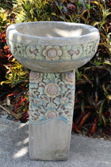 NEW Balinese Flower Hand Crafted Bird Bath - Bali Garden Art - Bali Bird Bath