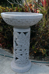 NEW Balinese Frangipani w/Leaf Hand Crafted Bird Bath - Bali Bird Bath