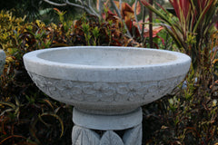 NEW Balinese Frangipani w/Leaf Hand Crafted Bird Bath - Bali Bird Bath