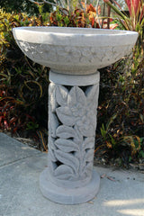 NEW Balinese Frangipani w/Leaf Hand Crafted Bird Bath - Bali Bird Bath